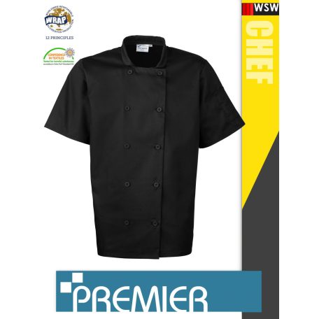 Premier CHEF'S BLACK technikai férfi séf kabát - munkaruha