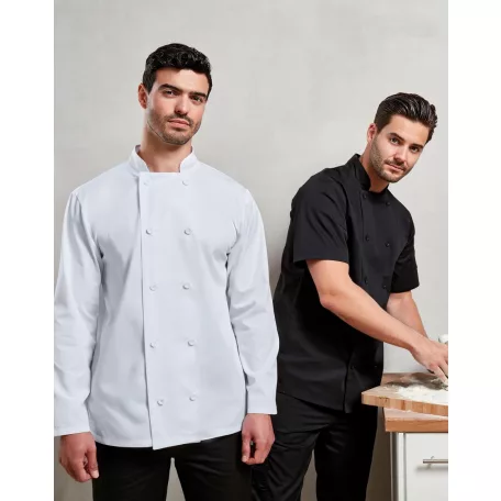 Premier CHEF'S BLACK technikai férfi séf kabát - munkaruha