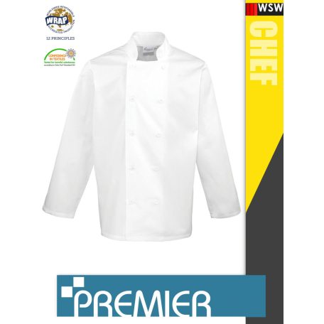 Premier CHEF'S WHITE technikai férfi séf kabát - munkaruha