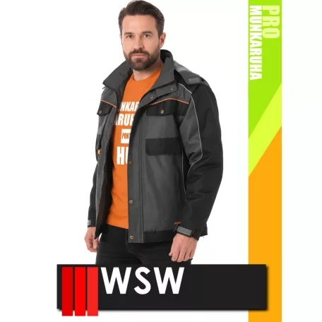WSW PROMASTER GREY 2IN1 technikai kevertszálas kapucnis bélelt munkakabát - munkaruha