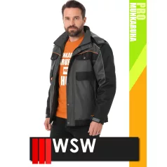   WSW PROMASTER GREY 2IN1 technikai kevertszálas kapucnis bélelt munkakabát - munkaruha