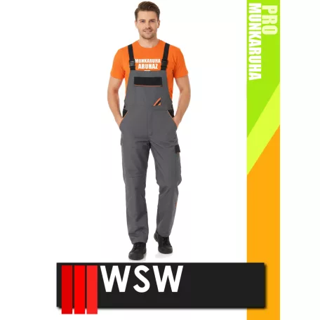 WSW PROMASTER GREY technikai kevertszálas téli bélelt kantáros munkanadrág - munkaruha