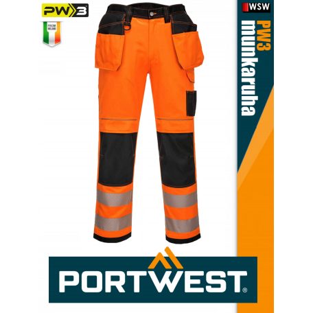 Portwest PW3 ORANGE jólláthatósági lengőzsebes stretch munkanadrág - munkaruha