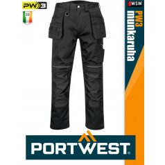Portwest PW3 BLACK oldalzsebes munkanadrág - munkaruha