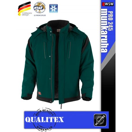 Qualitex PRO 245 GREENBLACK prémium téli bélelt softshell technikai kabát - munkaruha