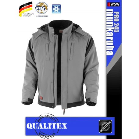 Qualitex PRO 245 ROYALBLACK prémium téli bélelt softshell technikai kabát - munkaruha