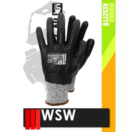 WSW CUT5 mártott nitril vágásbiztos mártott munkakesztyű - 12 pár/csomag