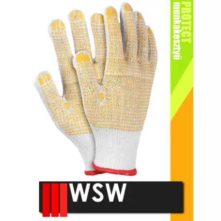 WSW DOZEN DOBLE YELLOW csúszásbiztos mártott munkakesztyű - 12 pár/csomag