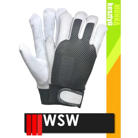 WSW TOPER tépőzáras mandzsettájú bőr munkakesztyű - 12 pár/csomag