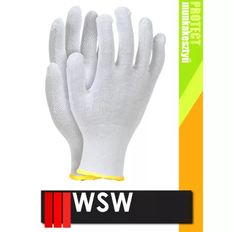 WSW MICRON WHITE csúszásbiztos mártott pamut munkakesztyű - 12 pár/csomag