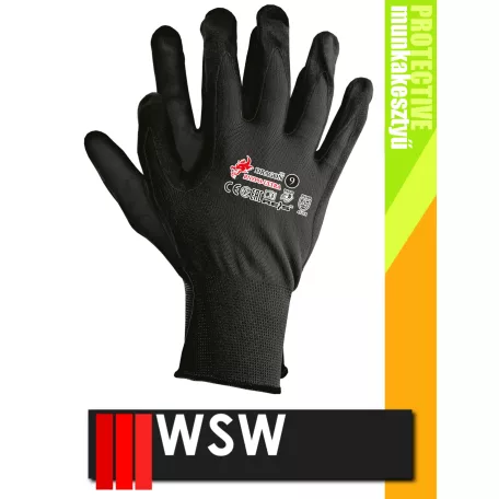 WSW NYPO BLACK kopásálló mártott munkakesztyű - 12 pár/csomag