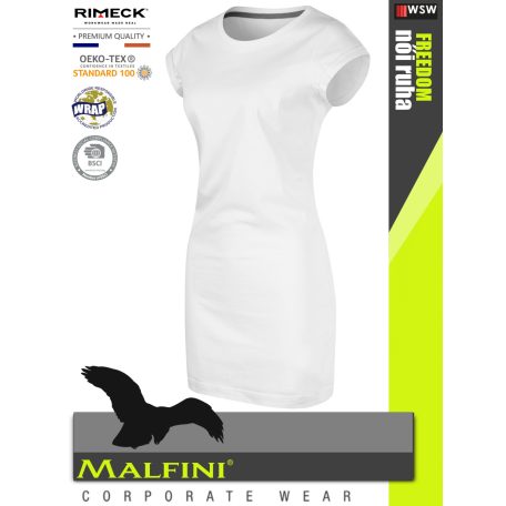 Malfini FREEDOM WHITE 100% pamut prémium női ruha 180 g/m2