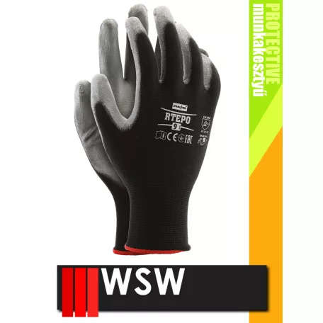 WSW TEPO BLACKGREY mártott munkakesztyű - 12 pár/csomag