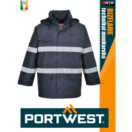 Portwest BIZFLAME NAVY technikai antisztatikus és saválló vízálló kabát - munkaruha