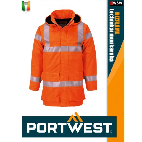 Portwest BIZFLAME ORANGE technikai antisztatikus és saválló bélelt vízálló kabát - munkaruha