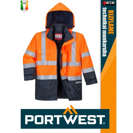 Portwest BIZFLAME ORANGE technikai antisztatikus és saválló vízálló kabát - munkaruha