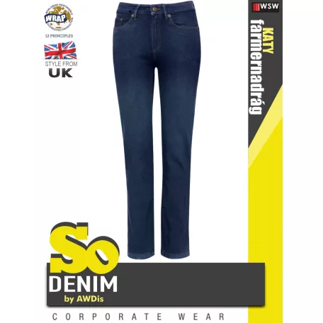 So Denim DARKBLUE KATY női streight farmer deréknadrág - ruházat