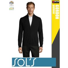  Sol's GORDON BLACK zippzáros férfi pulóver - 280 g/m2
