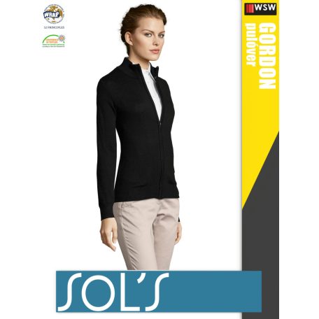 Sol's GORDON BLACK zippzáros női pulóver - 280 g/m2