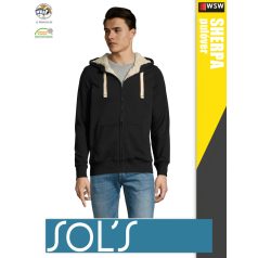   Sol's SHERPA BLACK zippzáros bundás férfi pulóver - 280 g/m2
