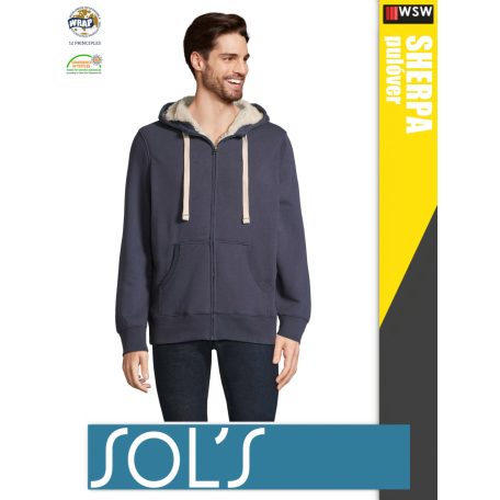 Sol's SHERPA FRENCHNAVY zippzáros bundás férfi pulóver - 280 g/m2