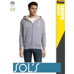   Sol's SHERPA GREYMELANGE zippzáros bundás férfi pulóver - 280 g/m2