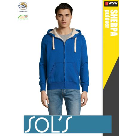 Sol's SHERPA ROYALBLUE zippzáros bundás férfi pulóver - 280 g/m2