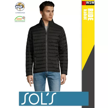 Sol's RIDE BLACK technikai bélelt könnyített férfi kabát - 180 g/m2