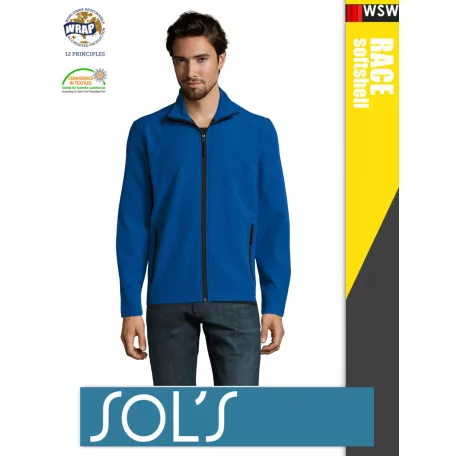 Sol's RACE ROYALBLUE technikai sofshell férfi kabát - 280 g/m2