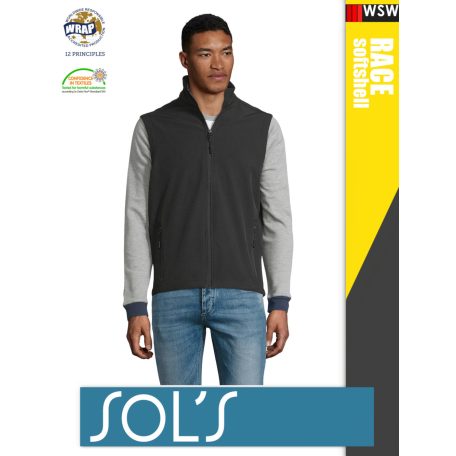 Sol's RACE BLACK technikai sofshell férfi mellény - 280 g/m2