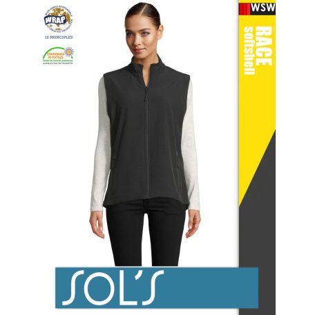 Sol's RACE BLACK technikai sofshell női mellény - 280 g/m2