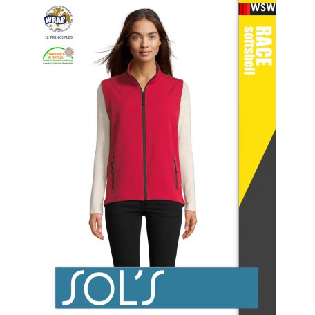 Sol's RACE RED technikai sofshell női mellény - 280 g/m2