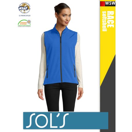 Sol's RACE ROYALBLUE technikai sofshell női mellény - 280 g/m2