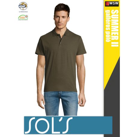 Sol's SUMMER II ARMY galléros pamut férfi póló - 170 g/m2