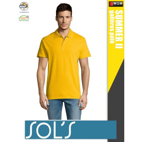 Sol's SUMMER II GOLD galléros pamut férfi póló - 170 g/m2