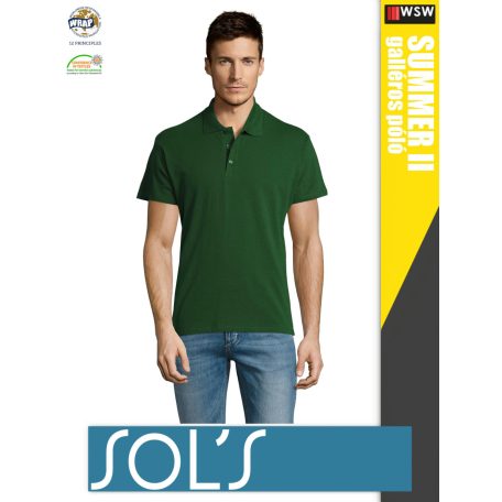 Sol's SUMMER II GOLFGREEN galléros pamut férfi póló - 170 g/m2