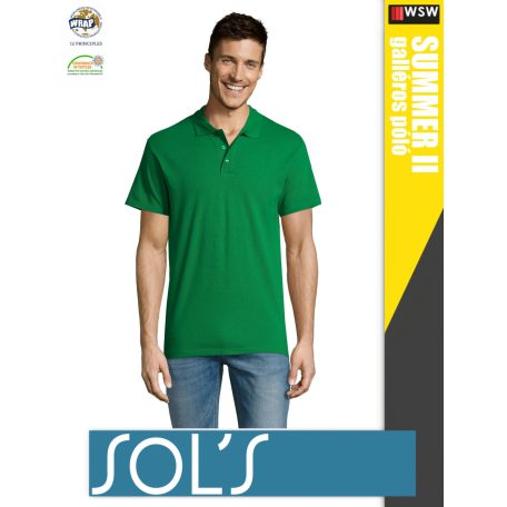 Sol's SUMMER II KELLYGREEN galléros pamut férfi póló - 170 g/m2