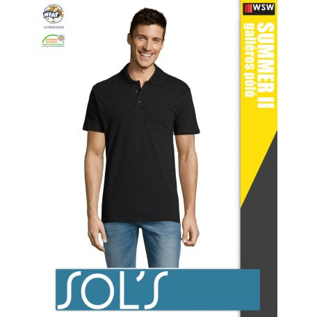 Sol's SUMMER II NAVY galléros pamut férfi póló - 170 g/m2