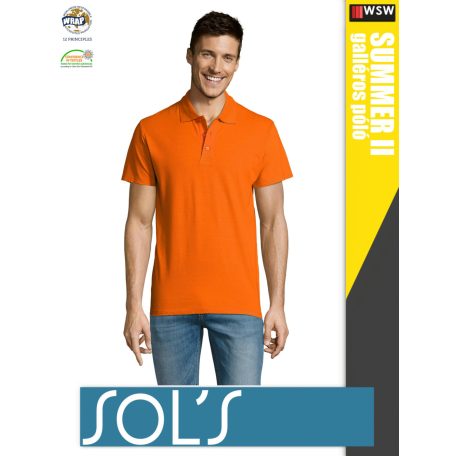 Sol's SUMMER II ORANGE galléros pamut férfi póló - 170 g/m2