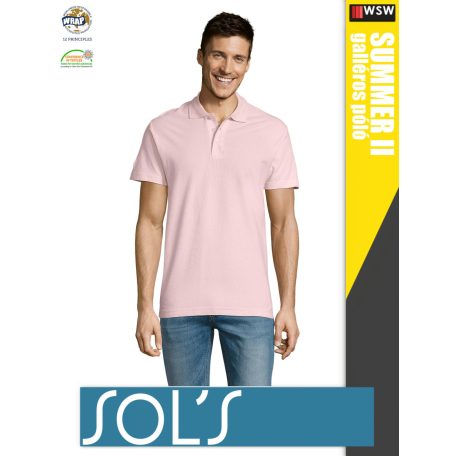 Sol's SUMMER II PINK galléros pamut férfi póló - 170 g/m2