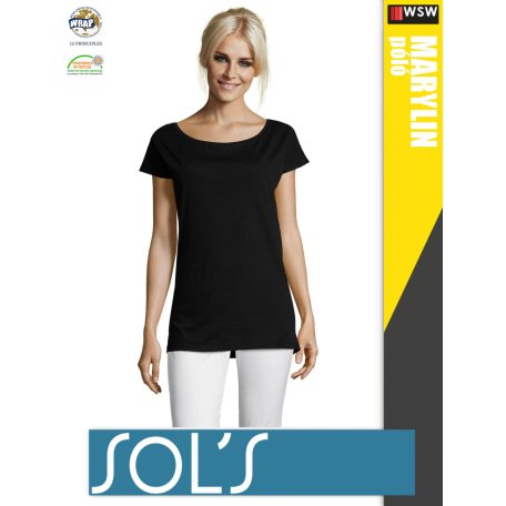 Sol's MARYLIN BLACK környakas női pamut póló  - 115 g/m2