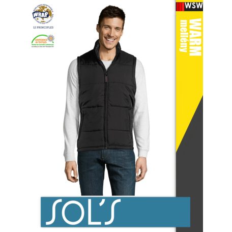 Sol's WARM BLACK technikai bélelt könnyített férfi mellény - 280 g/m2