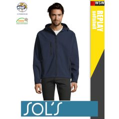   Sol's RELAX FRENCHNAVY sofshell férfi kapucnis kabát - 340 g/m2