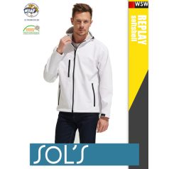   Sol's RELAX WHITE technikai sofshell férfi kapucnis kabát - 340 g/m2