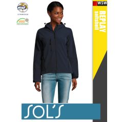   Sol's RELAX FRENCHNAVY technikai sofshell női kapucnis kabát - 340 g/m2