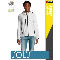   Sol's RELAX WHITE technikai sofshell női kapucnis kabát - 340 g/m2