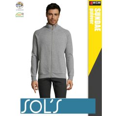   Sol's SUNDAE GREYMELANGE zippzáros férfi pulóver - 280 g/m2