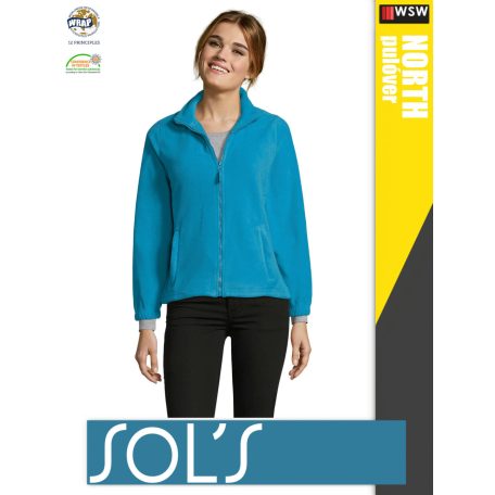 Sol's NORTH AQUA zippzáros polár női pulóver - 300 g/m2