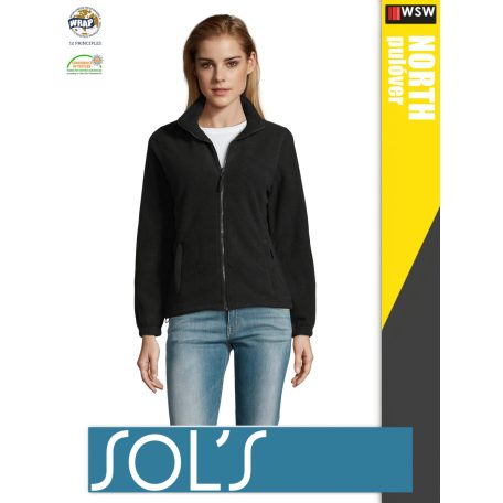 Sol's NORTH BLACK zippzáros polár női pulóver - 300 g/m2