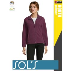   Sol's NORTH BURGUNDY zippzáros polár női pulóver - 300 g/m2